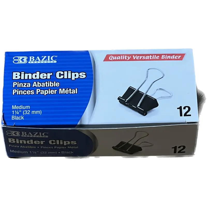 BINDER CLIPS MEDIUM 1-1/4" PQ.12