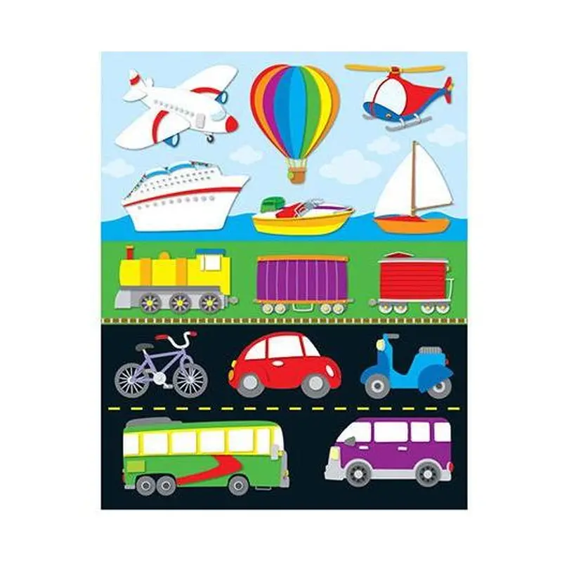 TRANSPORTATION SHAPE STICKERS 84 PCS