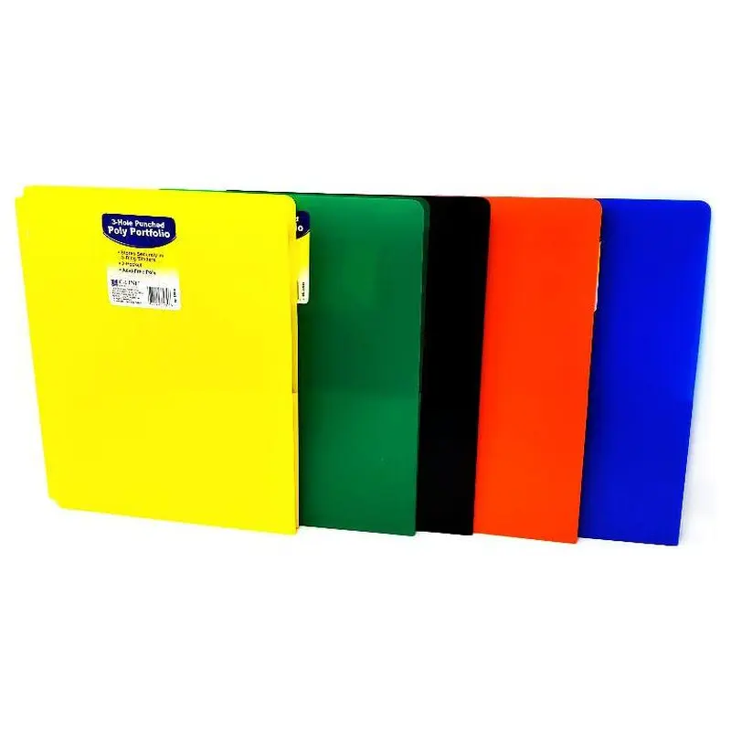 TWO-POCKET HEAVYWEIGHT POLY PORTFOLIO FOLDER WITH 3 HOLE PUNCH