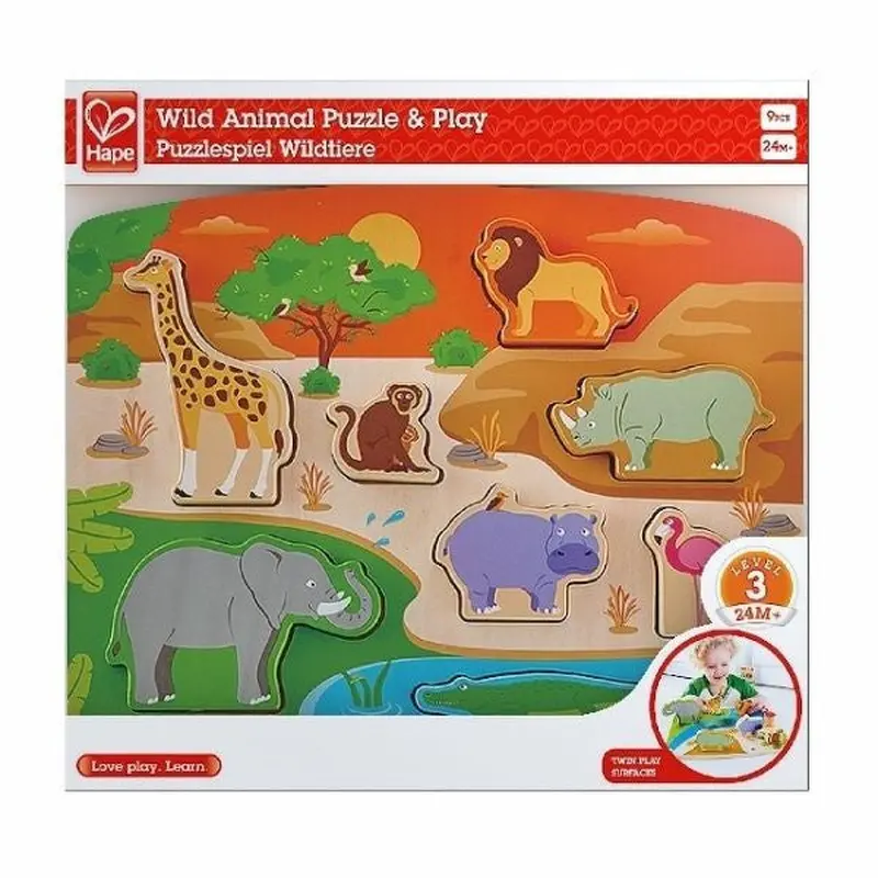 WILD ANIMAL PUZZLE & PLAY 9PCS