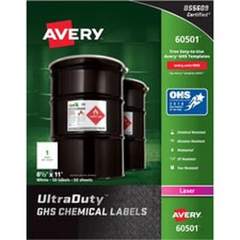 Avery® UltraDuty GHS Chemical Labels - Waterproof - UV-Resistant