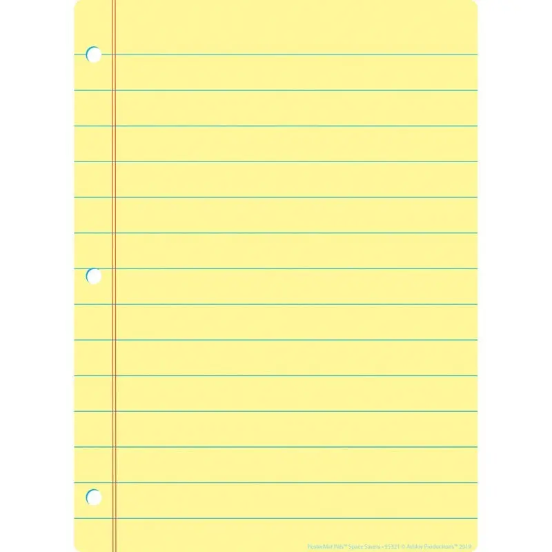 Ashley Smart Poly Single Sided Postermat Pals Yellow Notebook Paper, 13" X 9.5" (ASH95321)