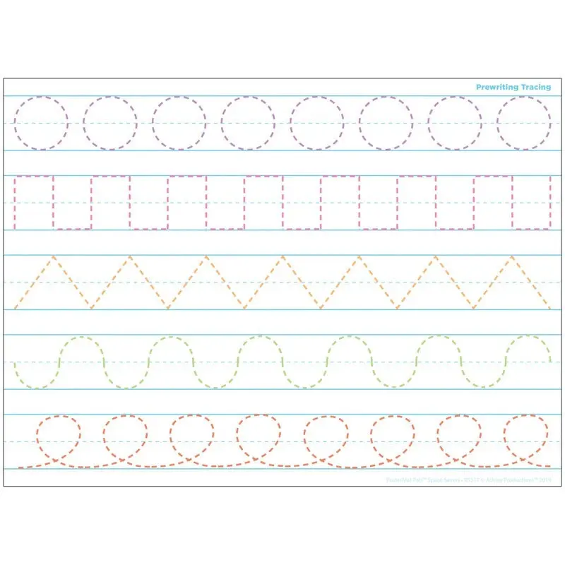 Ashley Smart Poly Single Sided Postermat Pals Prewriting Tracing 13" X 9.5" (ASH95317)