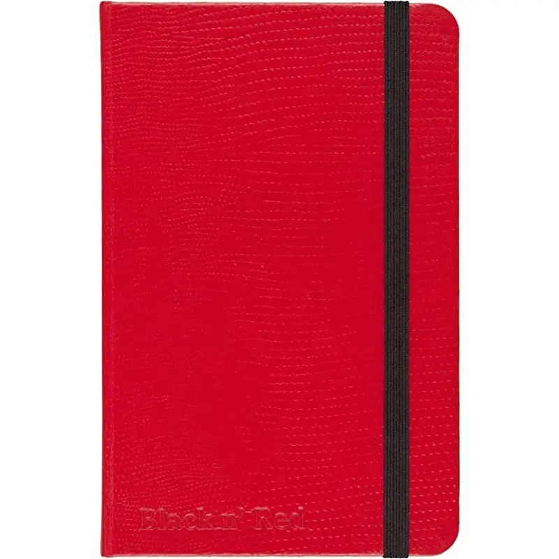 Black and Red Casebound Hardcover Journal Notebook, Small, Red, 71 Ruled Sheets (65004)