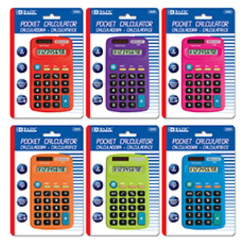 Bazic 8-Digit Dual Power Pocket Size Calculator (BAZ 3009)Blue
