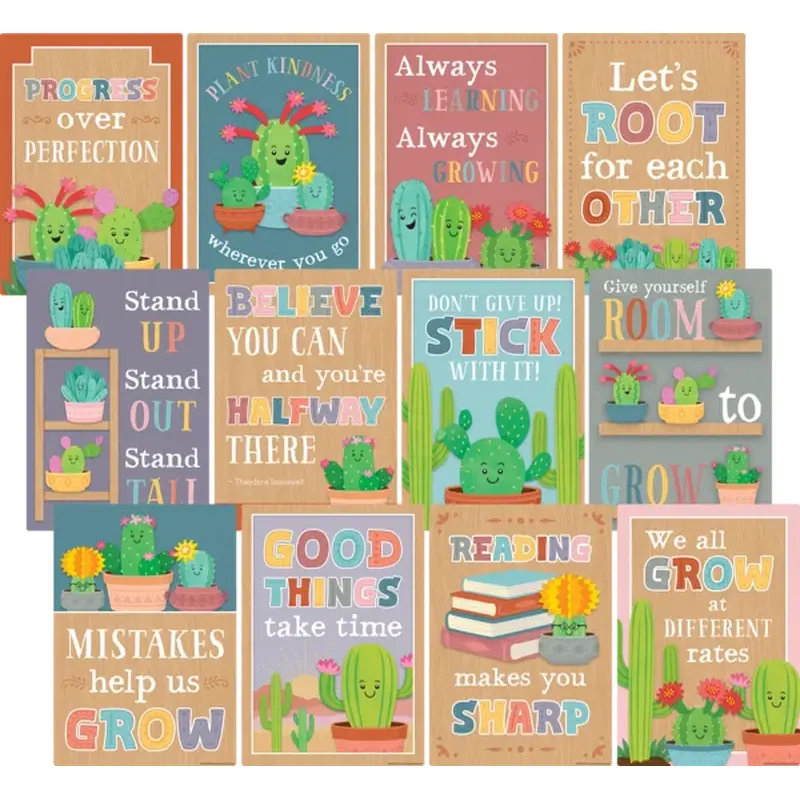 Teacher Created Resources Happy Cactus Crew Positive Sayings Small Poster Pack (TCR 6956)