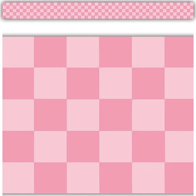 Teacher Created Resources Cool for School Pink Checkers Straight Border Trim (TCR 9332)