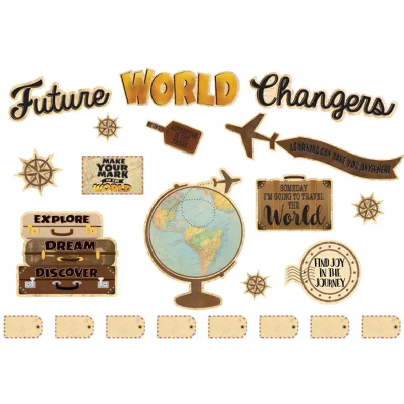 Teacher Created Travel the Map Future World Changers Bulletin Board,14" x 19-1/2", 48 Pieces (TCR 8623)