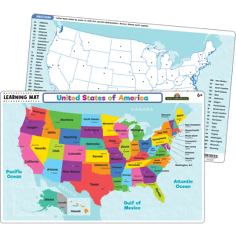 Teacher Created United States of America Map Learning Mat (TCR 21019)