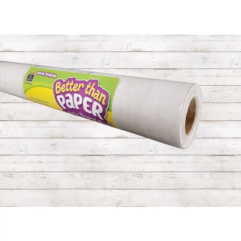 Teacher Created WHITE SHIPLAP Better Than Paper Bulletin Board Roll, 4' x 12' (TCR 77498)