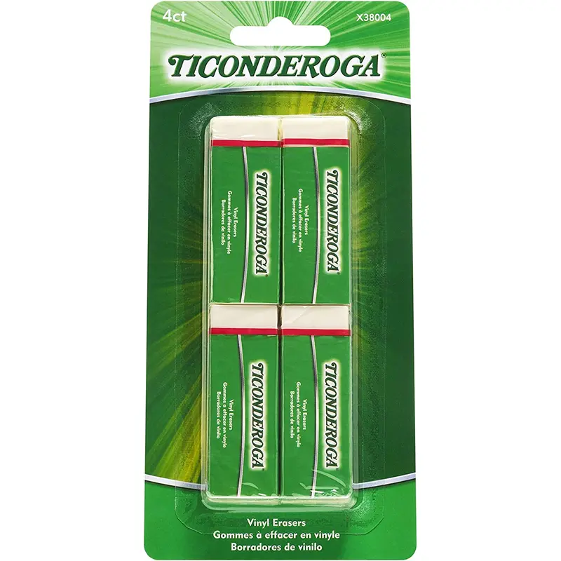 Ticonderoga Vinyl Erasers, White, 4 Count (X 38004)