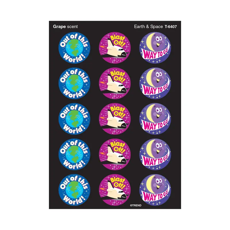 Trend Earth & Space Scratch 'n Stiff STINKY Stickers, Grape Scent (T6407)