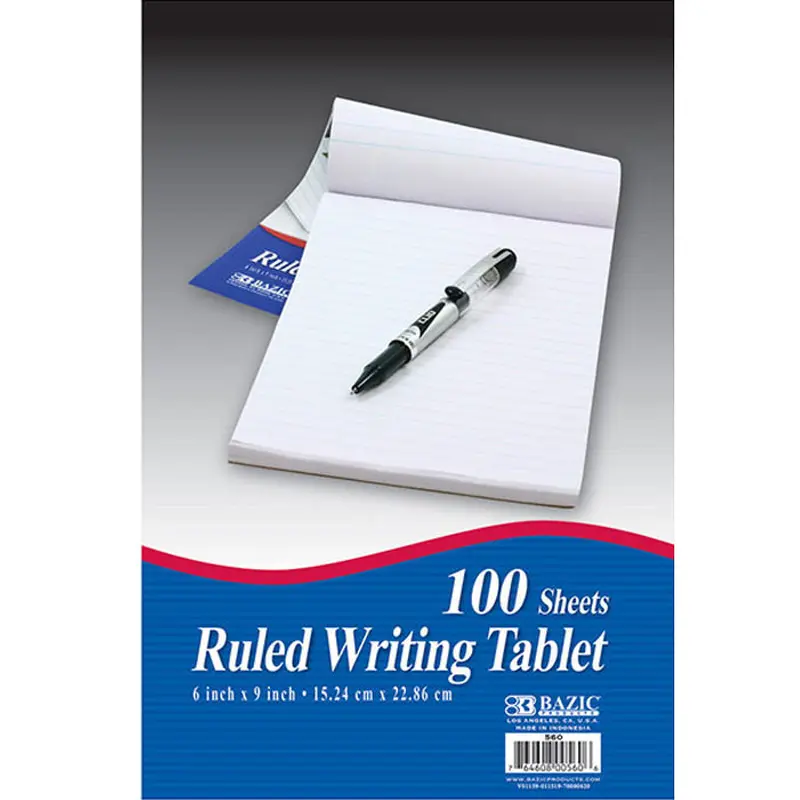BAZIC 100 CT. 6" * 9" RULED WRITING TABLET
