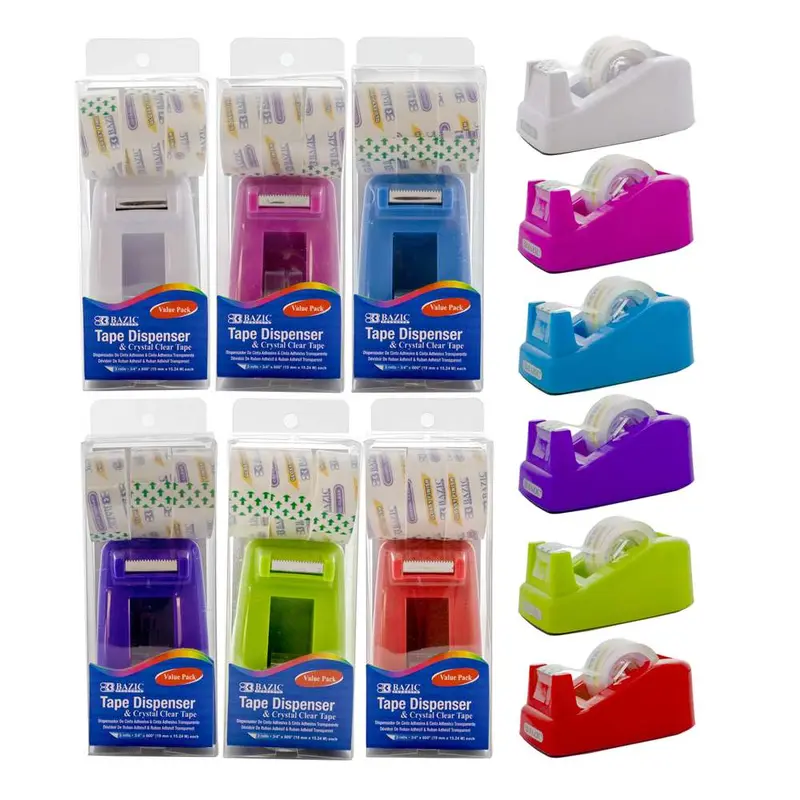 BAZIC Mini 1" Core Desktop Tape Dispenser w/ (3) 3/4" x 600" Tape Refill