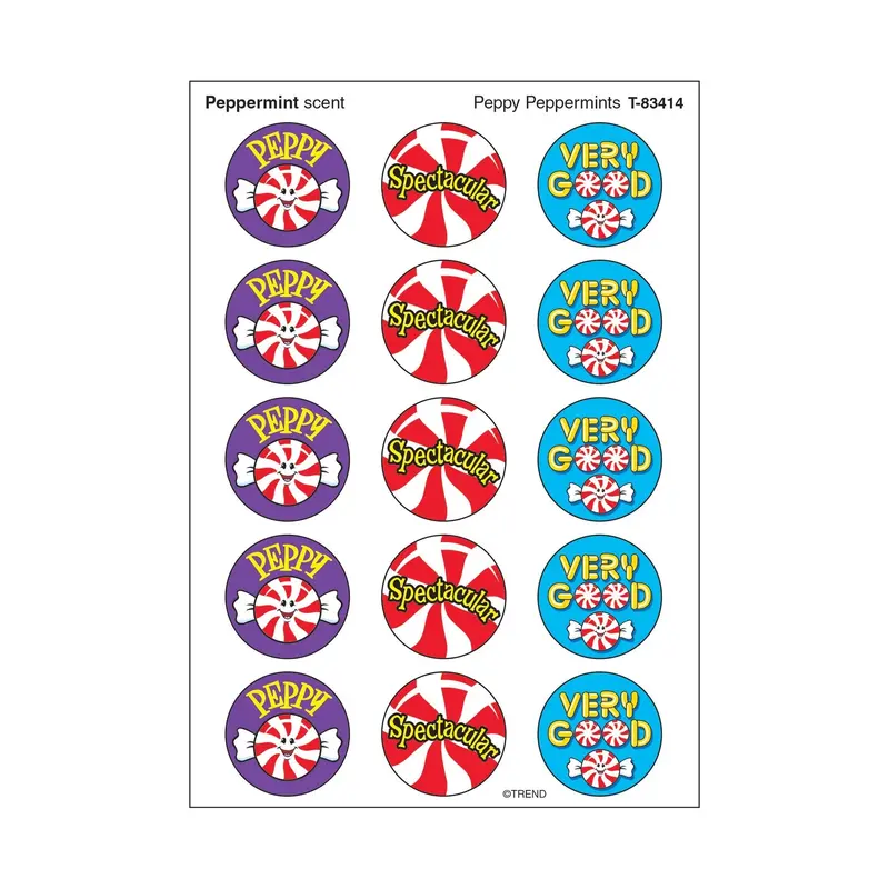 Trend Peppy Peppermints, Peppermint scent Scratch 'n Sniff Stinky Stickers  Large Round (T-83414)