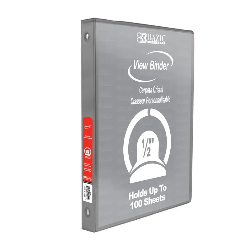 BAZIC 1/2" GREY VIEW BINDER W/2-POCKETS