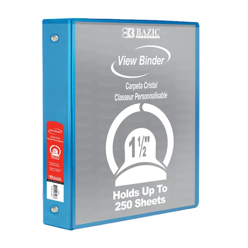BAZIC 1.5" CYAN 3-RING VIEW BINDER W/2-POCKET