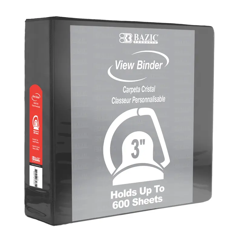 BAZIC 3" BLACK SLANT-D RING BINDER