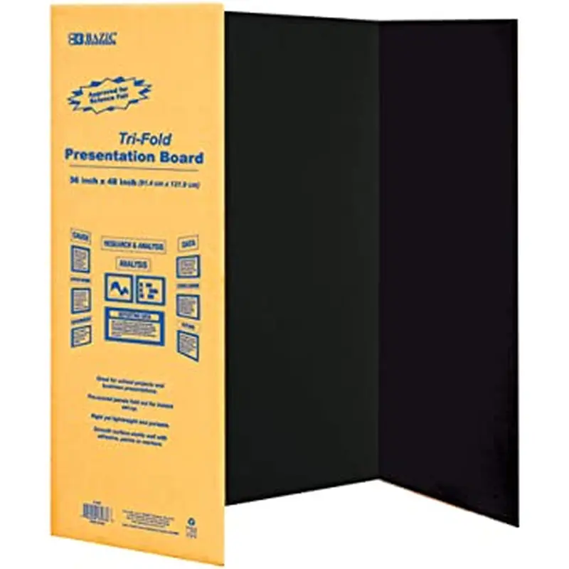 BAZIC 36" * 48" BLACK TRIFOLD CORRUGATED PRESENTATION BOARD