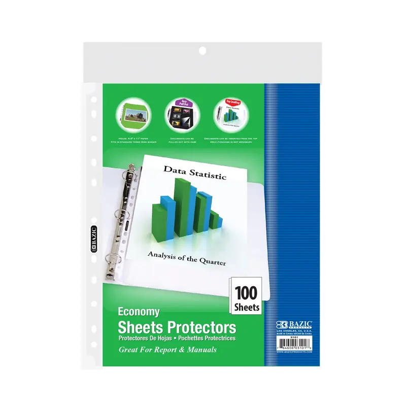 BAZIC Sheet Protectors Economy Weight Top Loading (100/Pack)