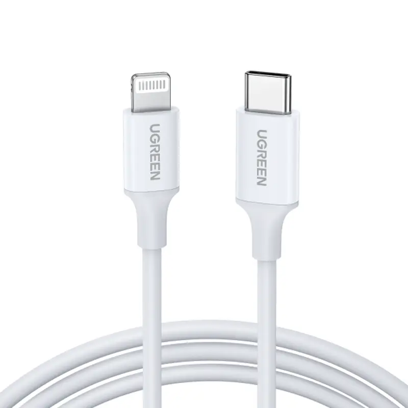 UGREEN USB-C TO LIGHTNING M/M CABLE RUBBER SHELL 1M (WHITE)