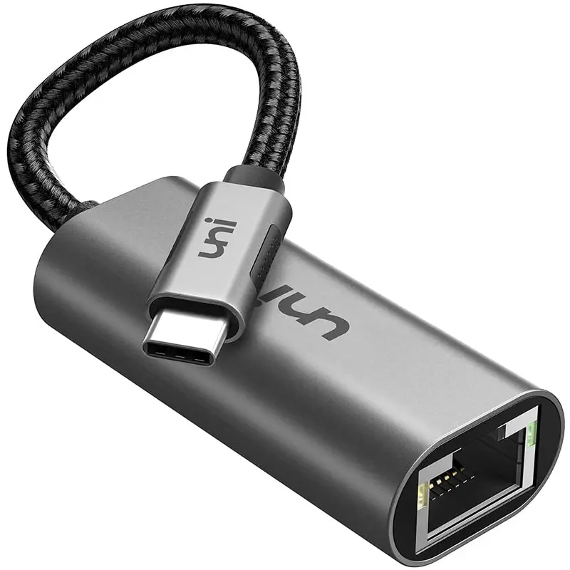 UNI USB-C to Ethernet Adapter, USB Thunderbolt 3 Gray