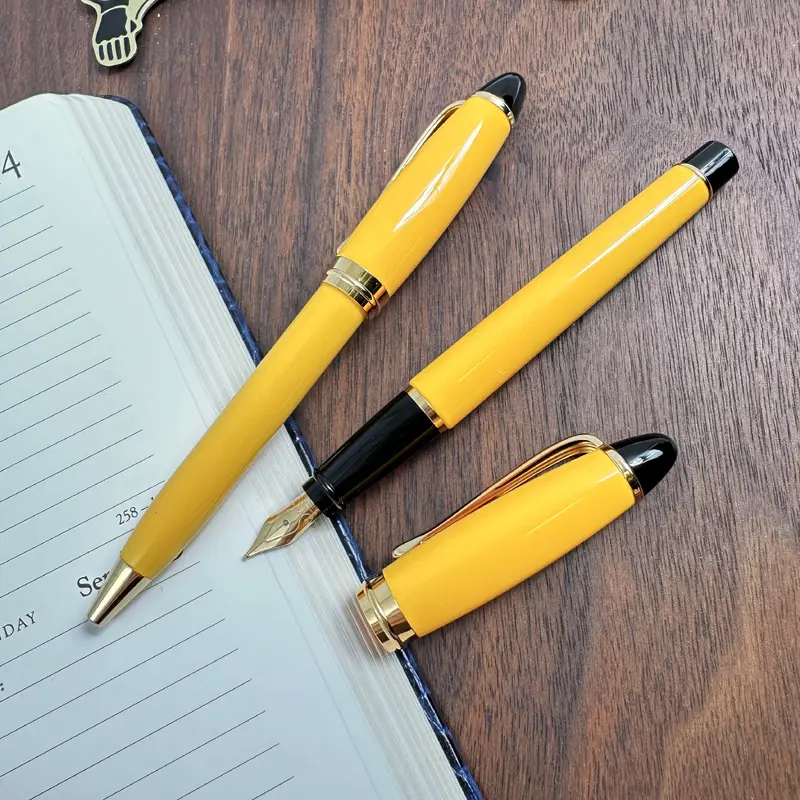 Aurora Ipsilon Resin Fountain Pen and Ballpoint Gift Set - YellowFine
