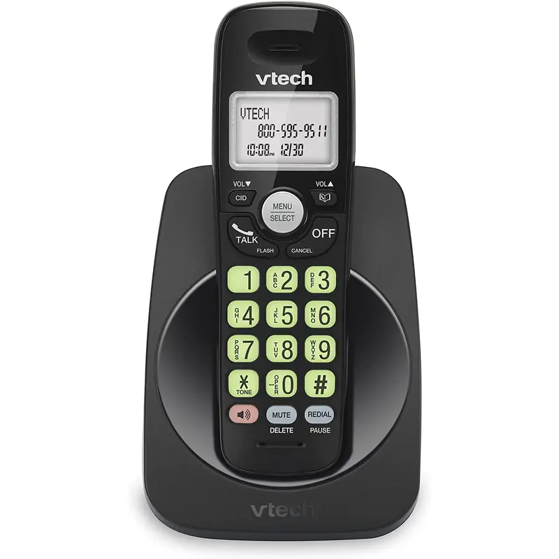 VTECH VG101-11 DECT 6.0 Cordless Phone for Home, Blue-White Backlit Display, Backlit Big Buttons, Full Duplex Speakerphone, Caller ID/Call Waiting, Easy Wall Mount, Reliable 1000 ft Range (Black)
