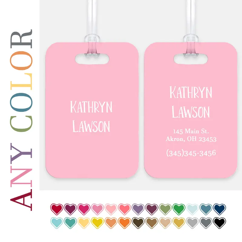ANY COLOR Solid Color Luggage Bag Tag Personalized CustomAluminum Tag