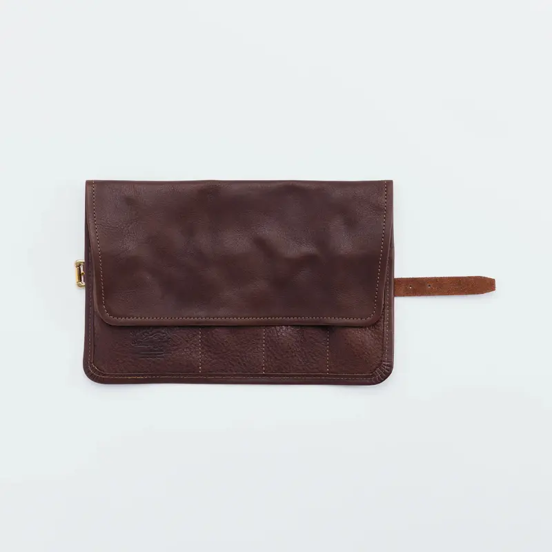 The Superior Labor Leather Roll Pen Case - Dark Brown