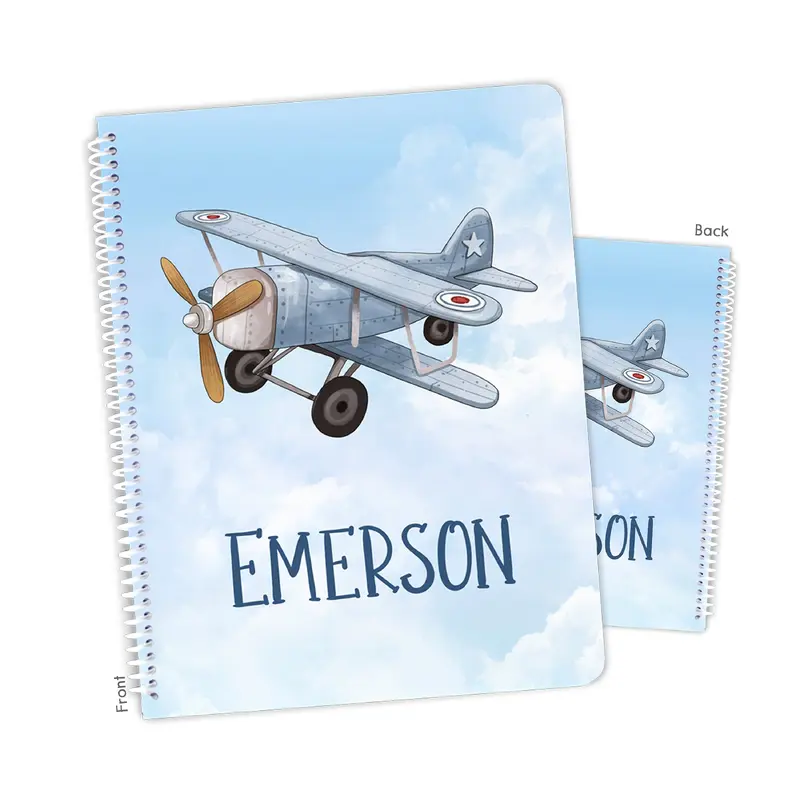 Airplane Personalized Custom Notebook or Sketchbook  School Office SuppliesNotebook (wide ruled, lined pages)