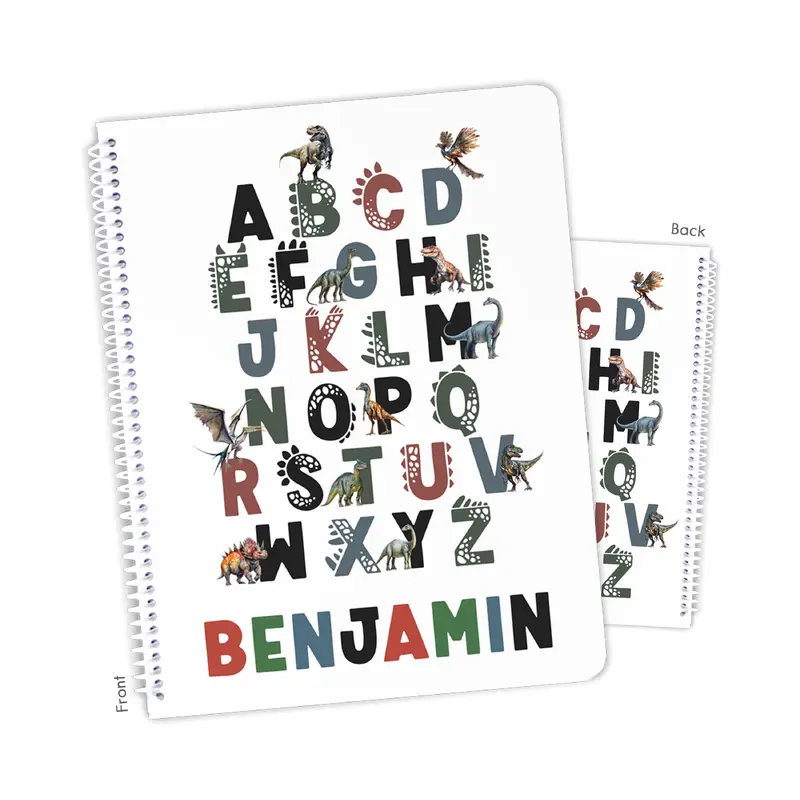 Alphabet Dinosaur Personalized Custom Notebook or Sketchbook  School Office SuppliesNotebook (wide ruled, lined pages)
