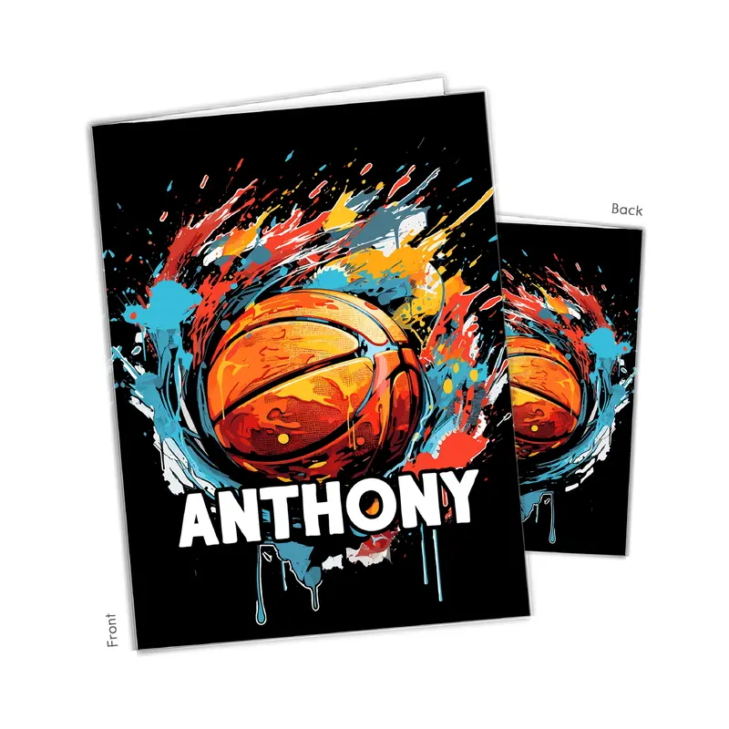 Basketball Personalized Custom 2-Pocket Folder  School Office Supplies1 - 2Pocket Folder