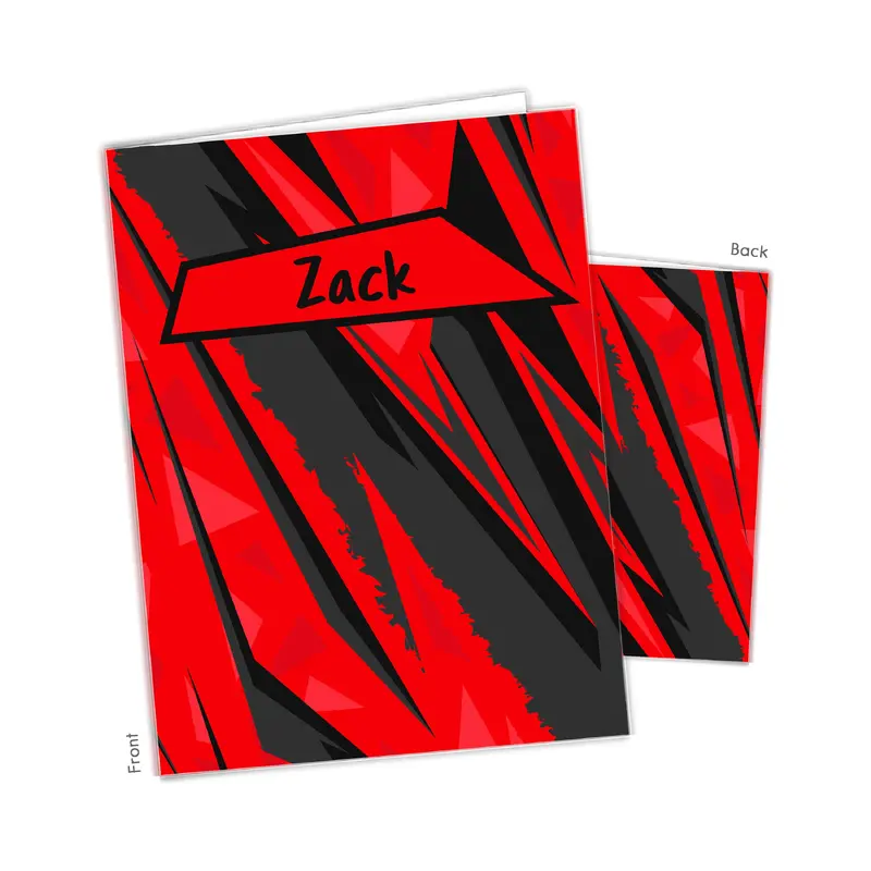 Black Red Abstract Personalized Custom 2-Pocket Folder  School Office Supplies1 - 2Pocket Folder