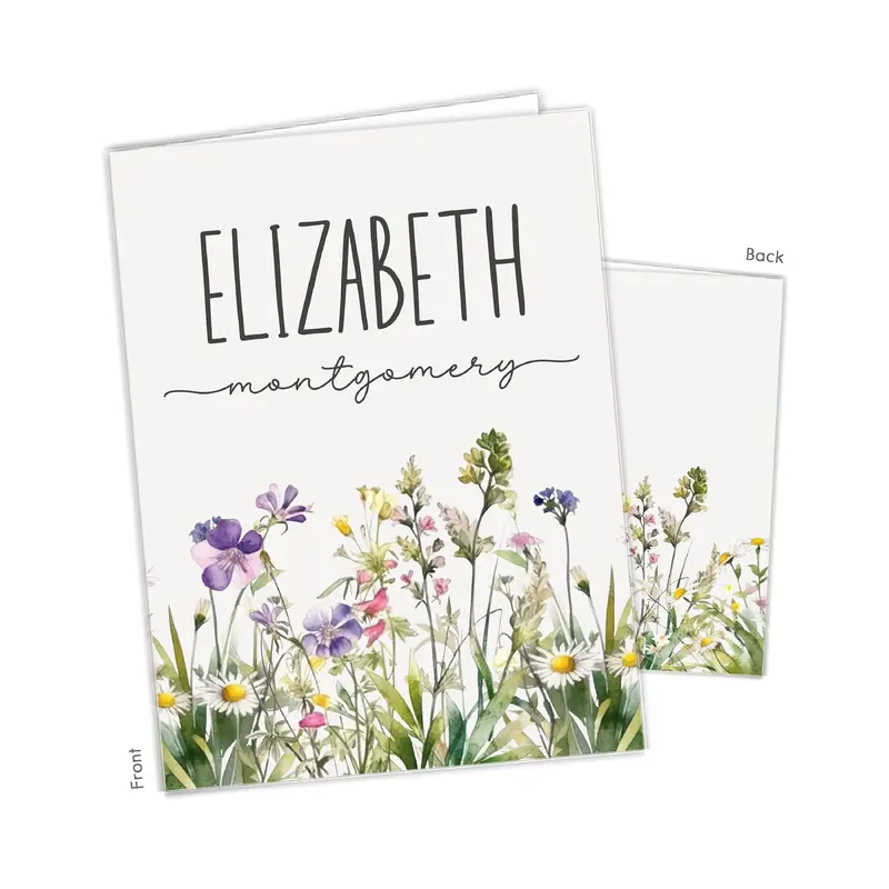 WildFlowers Personalized Custom 2-Pocket Folder  School Office Supplies1 - 2Pocket Folder