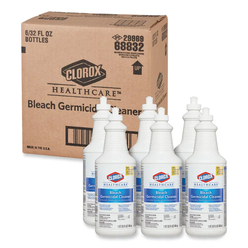 Bleach Germicidal Cleaner, 32 oz Pull-Top Bottle, 6/Carton