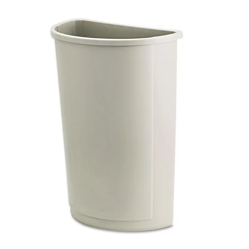Untouchable Half-Round Plastic Receptacle, 21 gal, Plastic, Beige