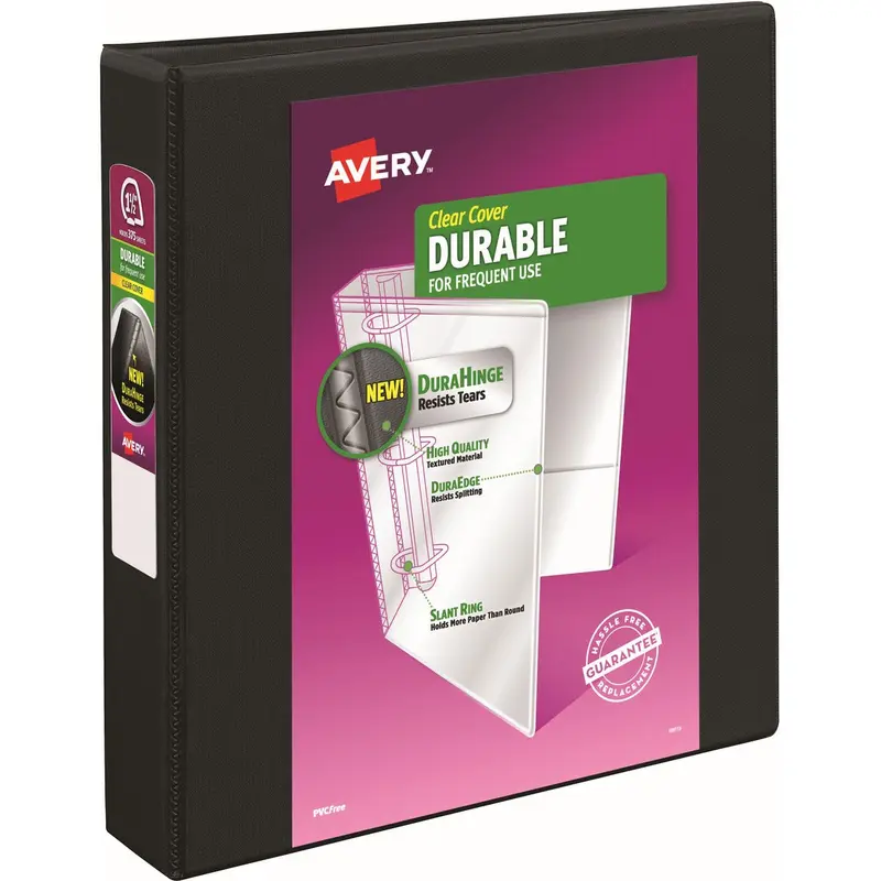 Avery® Durable View 3 Ring Binder, 1.5" Slant Rings, 1 Black Binder