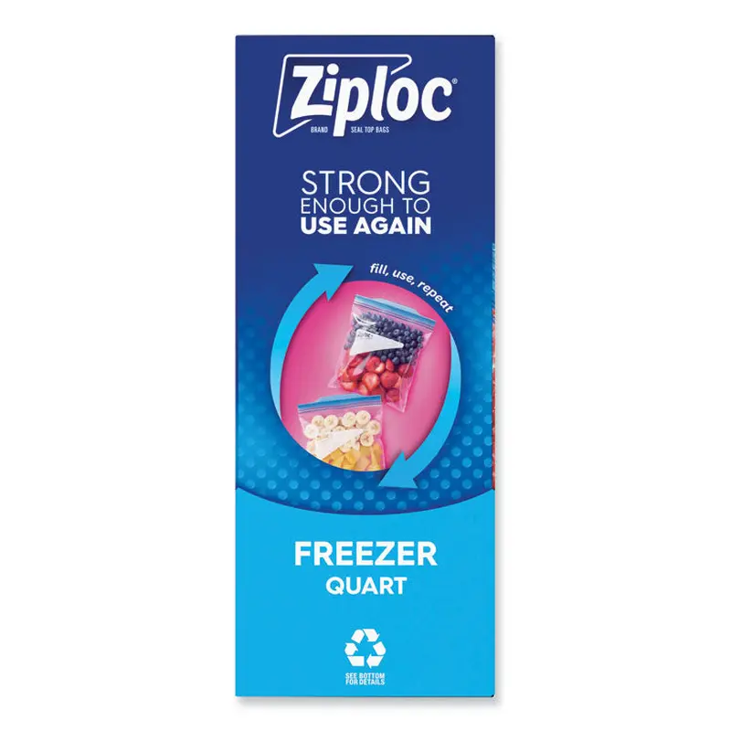 Zipper Freezer Bags, 32 oz, 6.97  x 7.7 , Clear, 38 Bags/Box, 9 Boxes/Carton