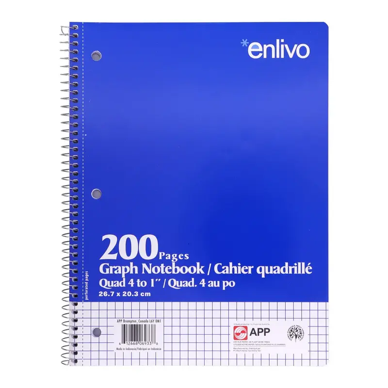 APP Quad 4:1 Coil Notebook 200 Pages