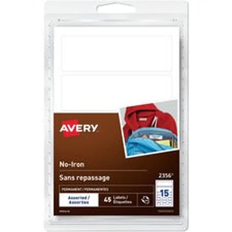 Avery® No-Iron Clothing Labels Handwrite, Assorted Sizes