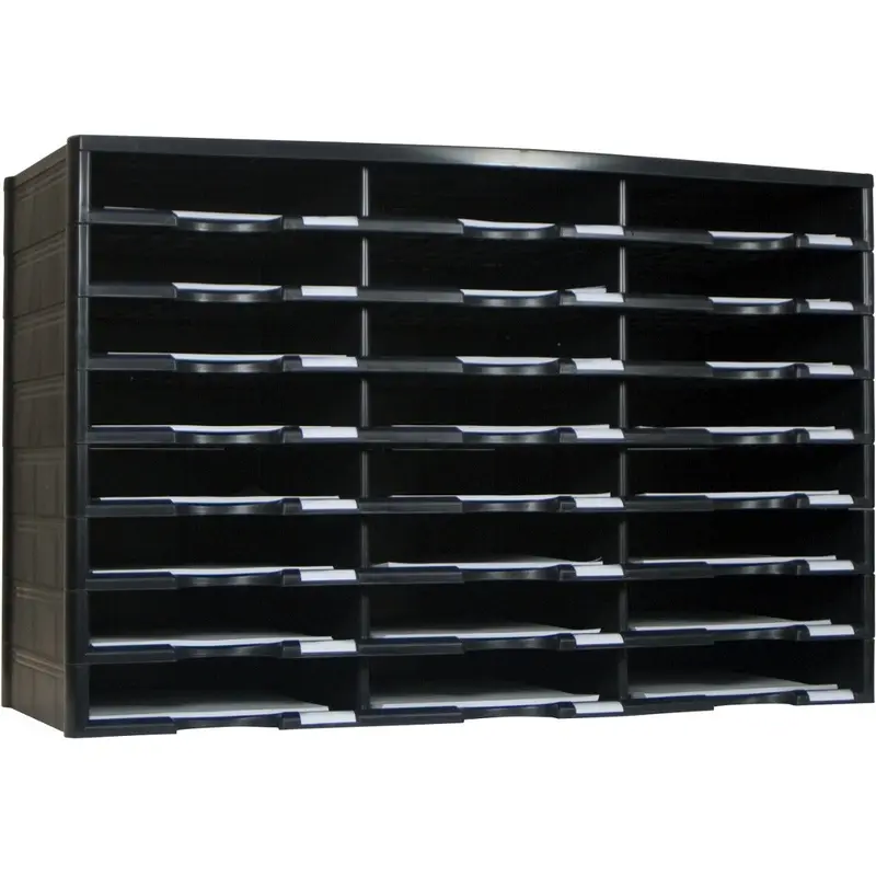 Storex 24 Compartment Literature Sorter, Black