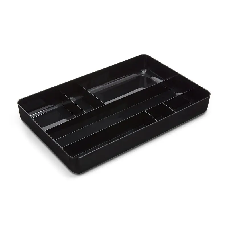 TRU RED 7-Compartment Plastic Drawer Organizer - Black