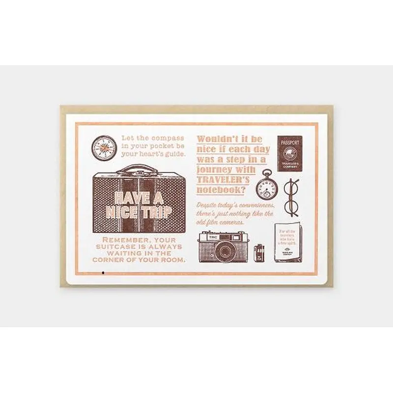 Traveler's Factory Letterpress Card Travel Tools Brown
