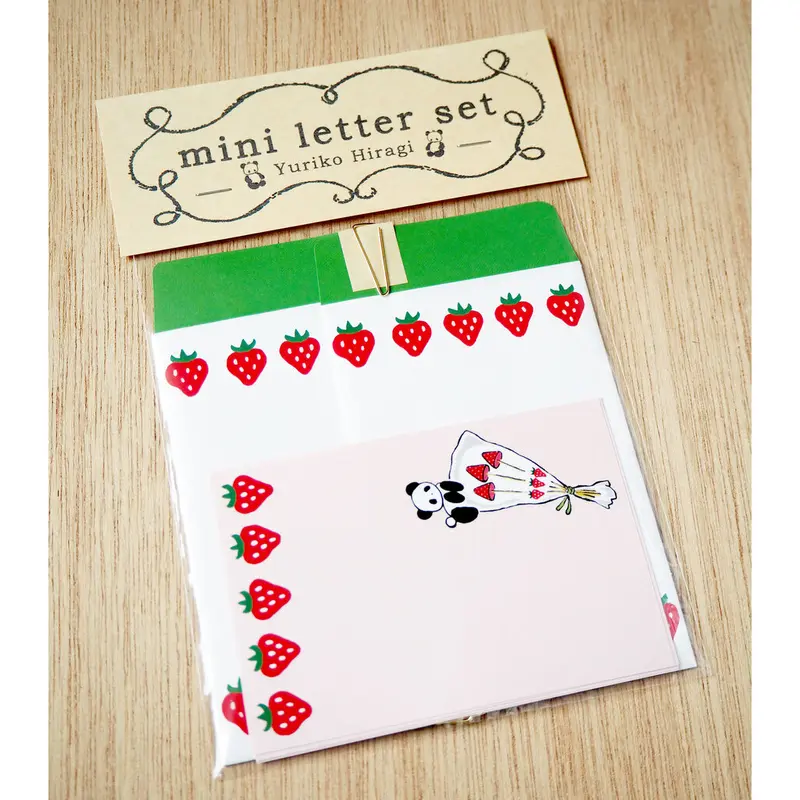 Yuriko Hiragi Mini Letter Set Panda And Strawberry