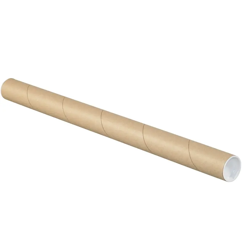 1 1/2 x 16 Brown Mailing Tubes With End Caps .060 Gauge 50/Case