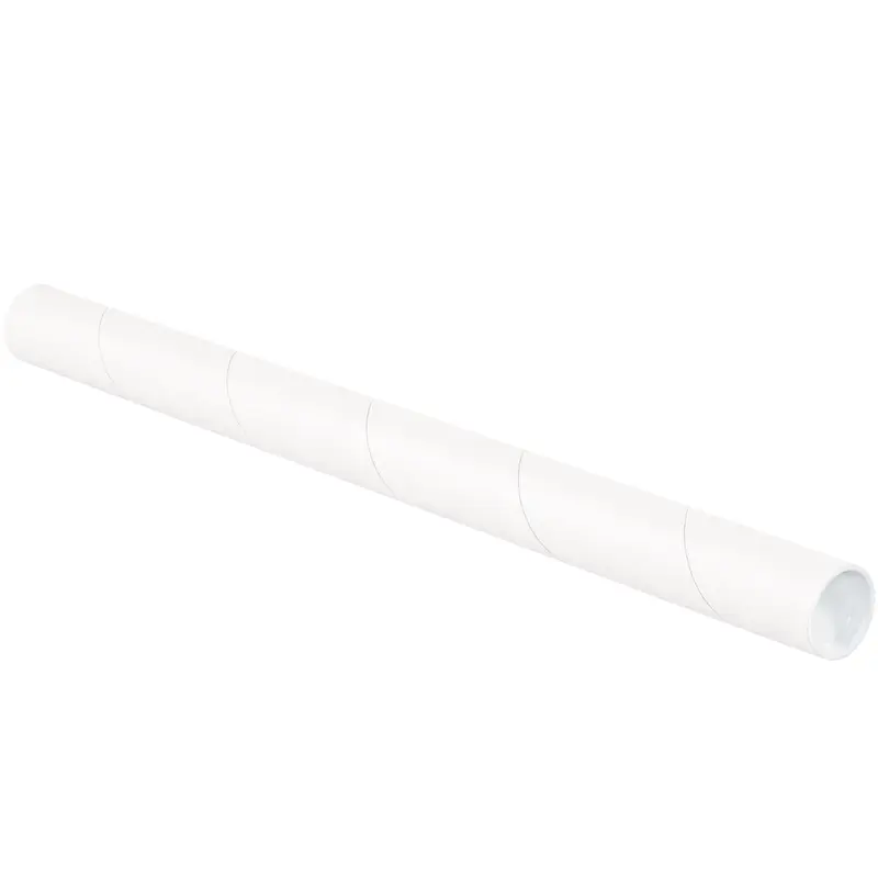 1 1/2 x 30 White Mailing Tubes With End Caps .060 Gauge 50/Case