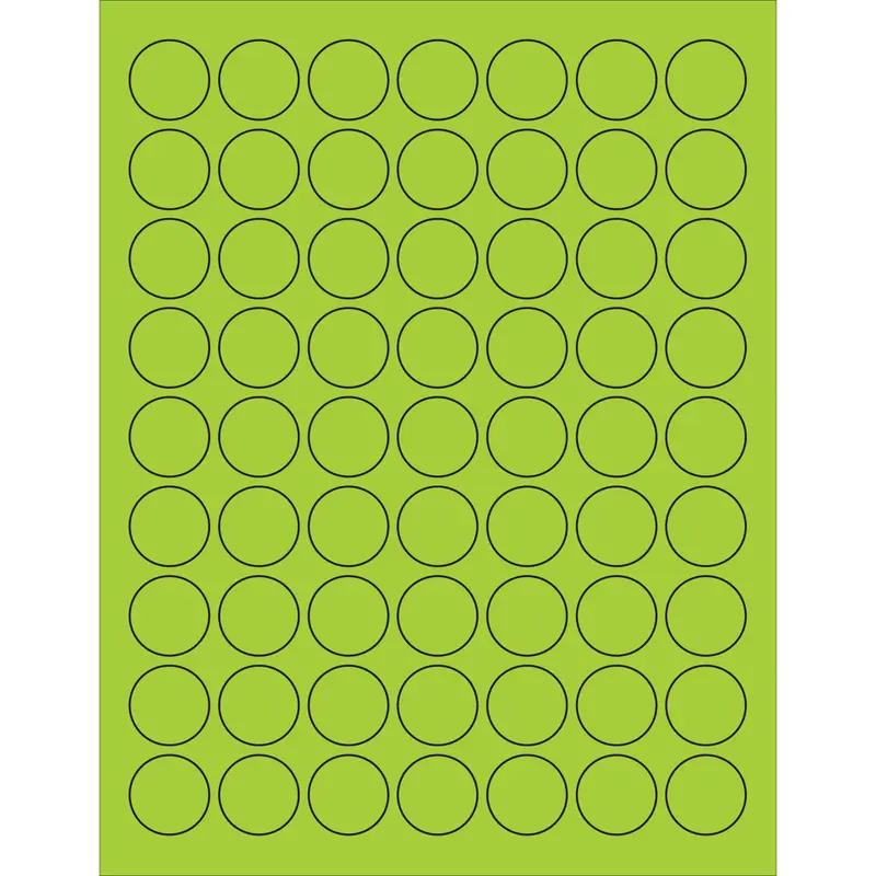 1" Fluorescent Green Circle Laser Labels 6300/Case