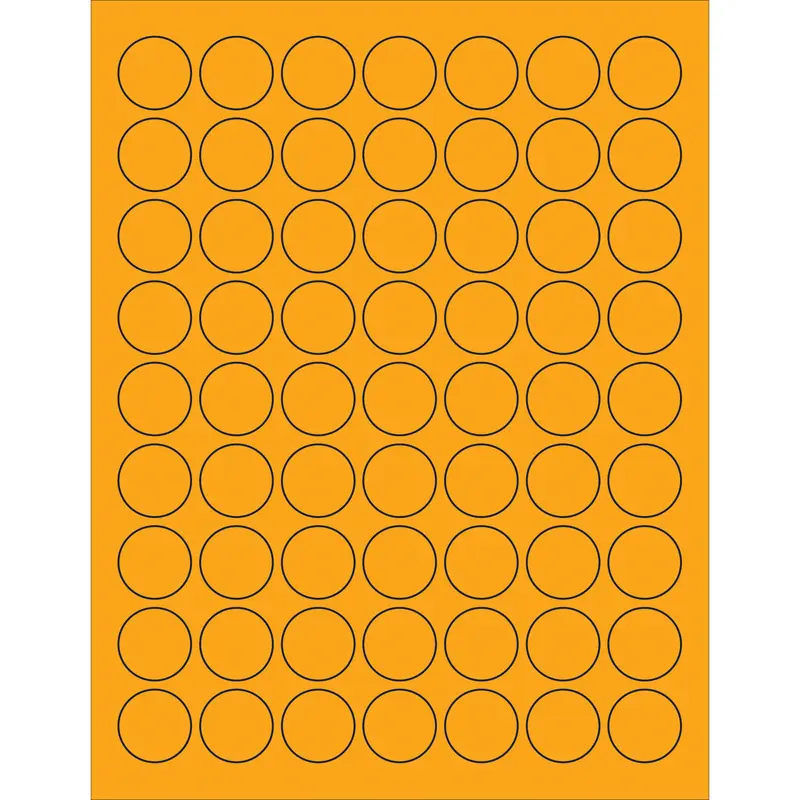 1" Fluorescent Orange Circle Laser Labels 6300/Case