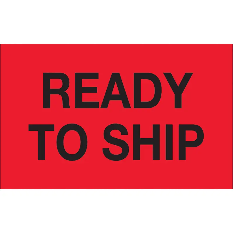 1 1/4 x 2" - "Ready To Ship" (Fluorescent Red) Labels 500/Roll